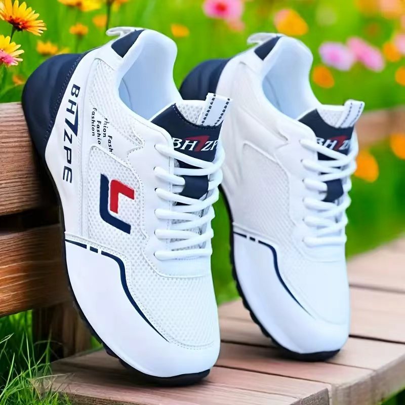 Mens Fashion Trainers - Men's Fashionable Low-Top Color-Blocked Breathable Mesh