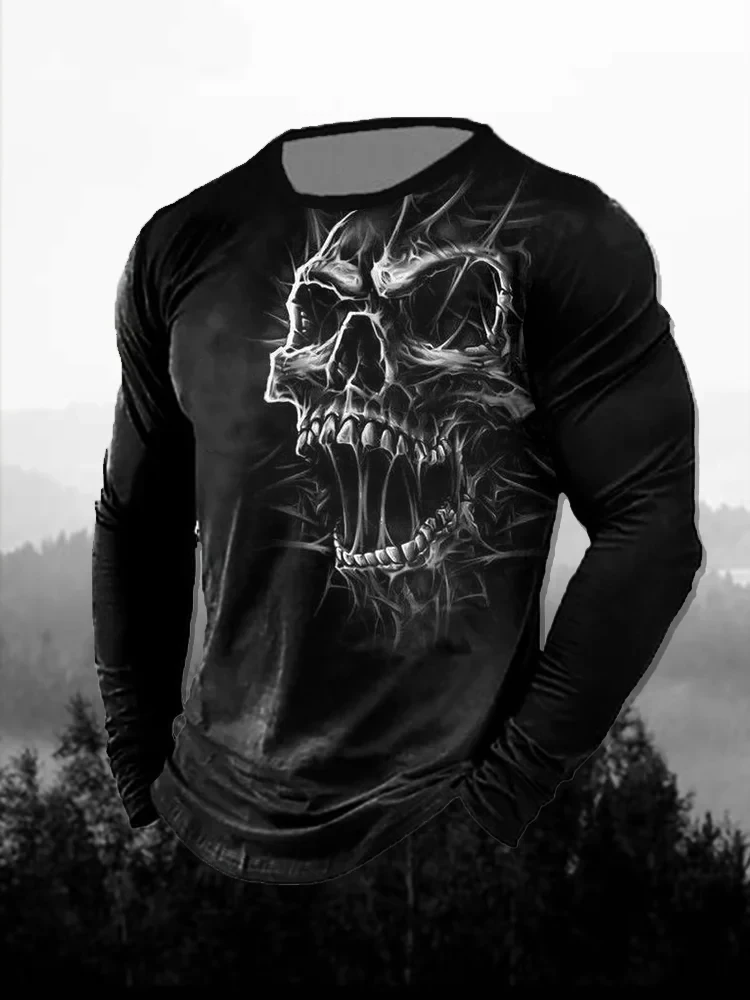 Men's 3D Print Red Dark Skull  - Men'S Fashion T Shirts 评论和价格